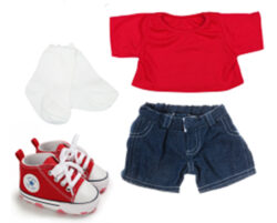 16" Red T-Shirt & Denim Short Set