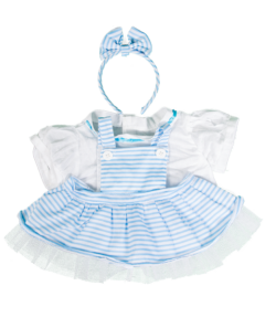 8" Blue Pinafore w/ Bow Headband